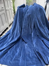 Vintage Cotton Velvet Curtains, Blue, XX Wide  112"W x 60 " L, PLus Swags