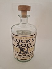Whiskey Lucky Sod Collectable/Novelty/Prop/Craft Clear Glass Bottle