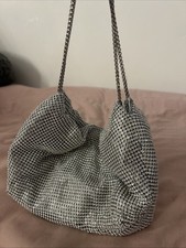 Mango Rhinestone Silver Sequin Bag