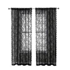 Light Filtering Black Lace Curtain for Stylish Interiors 100cm x 140cm