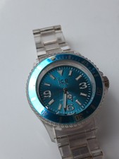 ICE-WATCH BLUE FACE DIAL TRANSPARENT  WATCH NEW BATTERY GREAT CONDITION