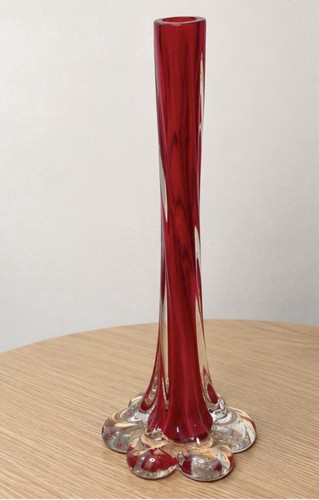Red clear art - glass, vase