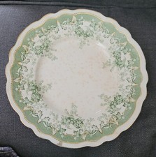 Rare Edge,Malkin & Co 'Iselin' 10" Transferware Plate Green 1899 Impressed Mark