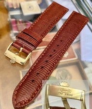 ROLEX 18k GOLD 18mm Logo Buckle Cognac Color Genuine LIZARD 20mm Strap