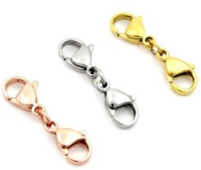 Asst Stainless Steel Double Button Lobster Clasp Hooks Extension Chain K10 UK