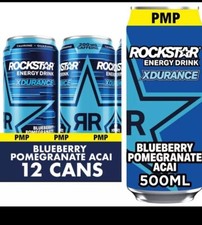 Full Tray of  12 x 500ml Rockstar Energy Xdurance Blueberry Pomegranate and Acai