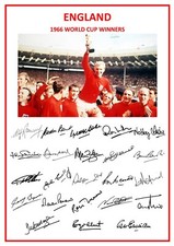 208. 1966 England Signed Team Picture Sheet PRINTED AUTOS A4 World Cup Winners