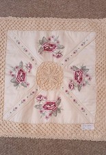 Vintage Maltese Linen Lace & Embroidered Cushion Covers x 2 Handmade 16x16" Zip