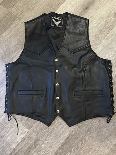 Men black leather motorcycle - black,