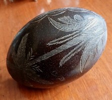 ANTIQUE MID 19th C. CARVED COCONUT/COQUILLA BUGBEAR,  SHELL, JAMAICA, BASKET.