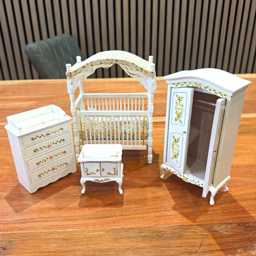 White floral dolls house - floral,