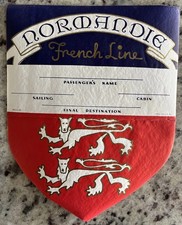 Vintage 1937 Normandie French Line Ocean Liner Baggage Label Unused Original