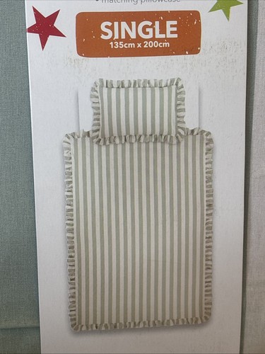 Stripe ruffle single bed set - single,