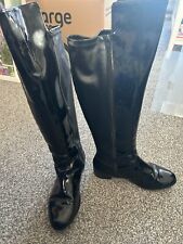 Black Patent & Faux Leather Wide Calf Boots Size 6