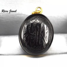 VINTAGE VICTORIAN WHITBY JET LOCKET LOVELY ENGRAVED NICE EXAMPLE