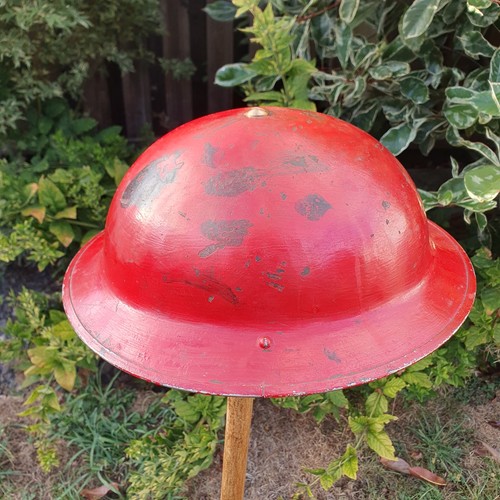 Ww2 steel helmet red fire - helmet,