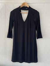 Ladies F&F Black V Neck 3/4 Sleeve Party Dress Size 6