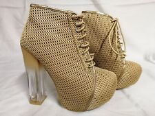 Koi Couture - Gold Net Covered Shoe 2" Platform & 5" Heel, Lace Up Size UK 3
