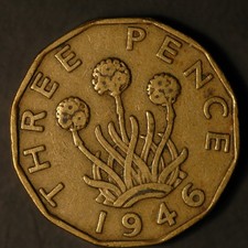 Threepence 1946 1949 1950 1951 George VI Brass SCARCE Dates (T86)