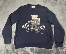 M&S Spencer Bear Jumper Mens Size Large Christmas Winter Pure Cotton Long Sleeve