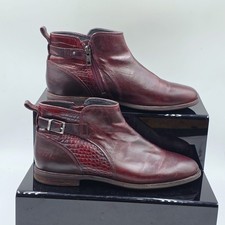 UGG Demi Croc Ladies Wine Leather Zip Buckle Detail Ankle Boots UK 6.5 EU 39