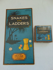 Vintage 1940s Chad Valley Snakes and Ladders Board Game - Complete