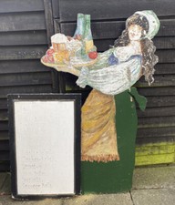 Vintage 1960s Wooden Hand Painted Pub Menu Sign