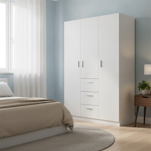 White pine door wardrobe - white,