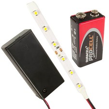 Dolls House LED Strip Light Kit PP3 Holder Switch Prewired All Colours & Lengths