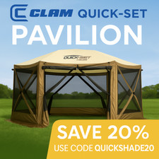 NEW Clam Quick Set Pavilion Camper Tent + 2 Removable Floors | 6-Sided Shelter