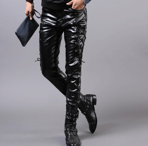 Men black leather lace - men's,