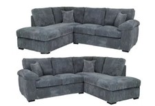 AMALFI JUMBO CORD LEFT / RIGHT HAND CORNER SOFA SUITE SET + 3 SEATER/2 SEAT GREY