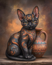 8x10 Cat On Table Next To Vase