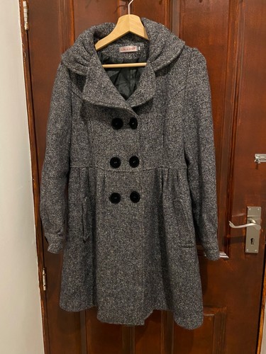 Grey bouclé skater coat - grey,
