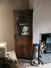 Oak corner display cabinet - oak,