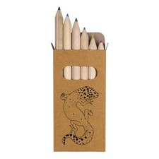 6 x 'Leopard Gecko' Short 85mm Pencils / Coloured Pencil Set (PE00076646)