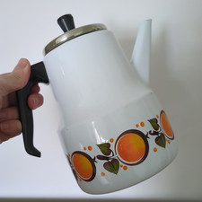 Vintage enamel coffee pot tea - coffee,