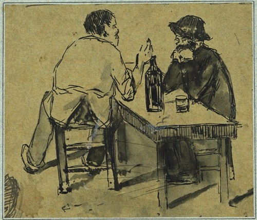Study two figures antique - study,