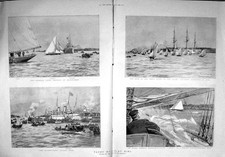 Original Old Antique Print 1894 Damaged Yacht Carina Kiel Meteor Montagu 19th