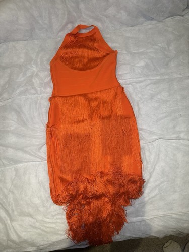 Orange frill body con mini - orange,
