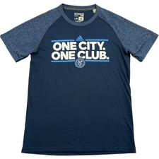 Adidas New York City FC NYCFC MLS T Shirt Men's Large 2017 Blue Football Soccer
