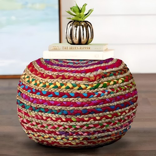 Boho handmade pouf cover round - boho,