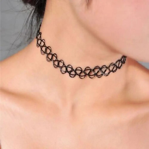 Tattoo choker stretch - choker, black