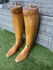 Old Vintage Wooden Boot Trees Pair With Brass Fittings