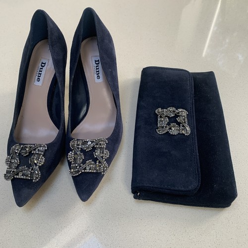 Dune navy suede - navy, diamanté