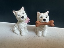 Pair of China Yorkshire Terrier Dogs Ceramic Ornaments