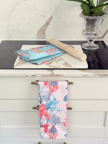 Coral reef cotton tea towels - cotton,