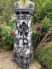 Vintage Black And White Pattern 60s Veronica At Rembrandt Cotton Long Dress 8-10
