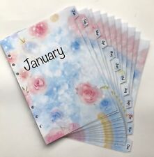 Filofax A5 Organiser Planner - Candyfloss Coloured Monthly Dividers - Laminated