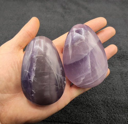 Purple fluorite palm stone - 2x,